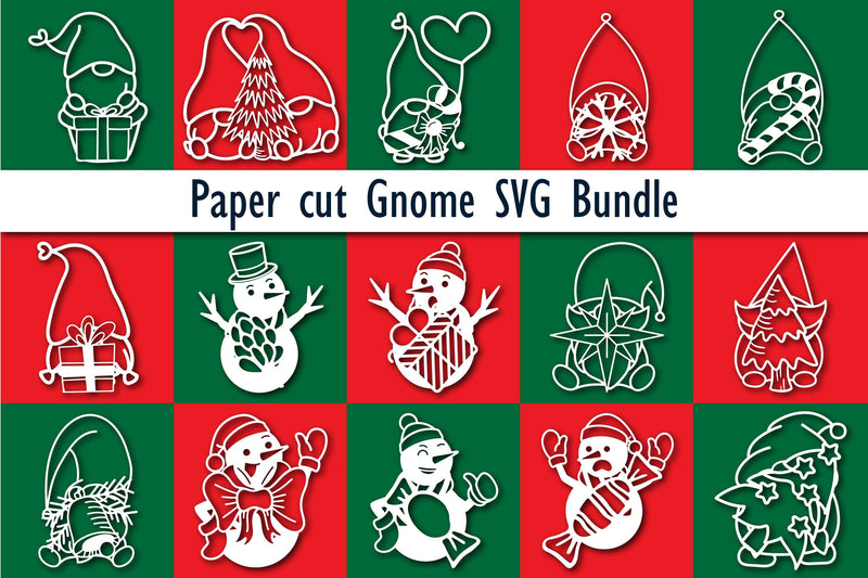 Paper cut Christmas Gnome SVG Bundle SVG MD JOYNAL ABDIN 