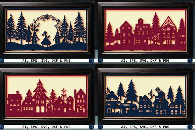 Paper Cut Christmas House SVG Bundle SVG MD JOYNAL ABDIN 