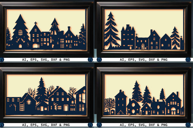 Paper Cut Christmas House SVG Bundle SVG MD JOYNAL ABDIN 