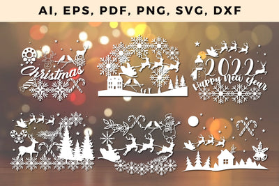 paper cut CHRISTMAS ORNAMENTS Craft svg, Multilayer Laser Cut Files, SVG, 3D Designs, mini bundle SVG MD JOYNAL ABDIN 