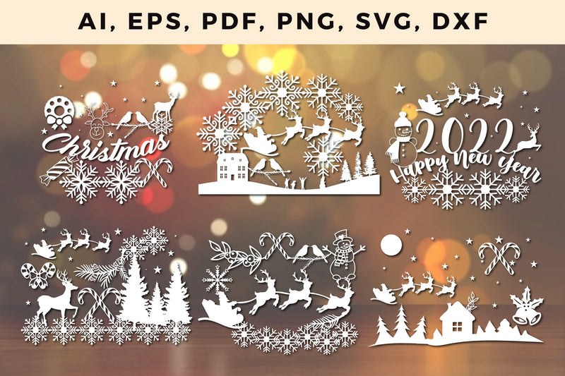 paper cut CHRISTMAS ORNAMENTS Craft svg, Multilayer Laser Cut Files, SVG, 3D Designs, mini bundle SVG MD JOYNAL ABDIN 