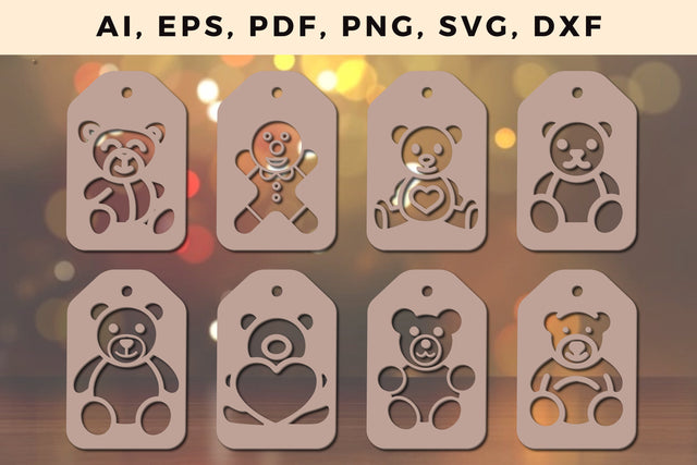Paper Cut Christmas Teddy Bear Tag Set, Multilayer Laser Cut Files, SVG, 3D Designs, Mini Design Bundles SVG MD JOYNAL ABDIN 