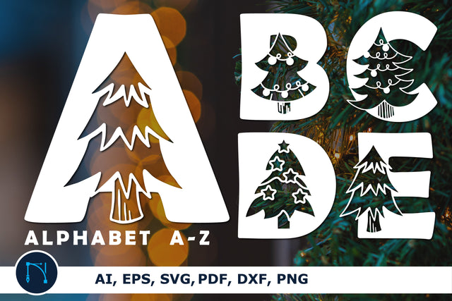 Paper cut Christmas tree alphabet bundle SVG SVG MD JOYNAL ABDIN 