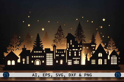 Paper Cut Christmas Village SVG Bundle SVG MD JOYNAL ABDIN 
