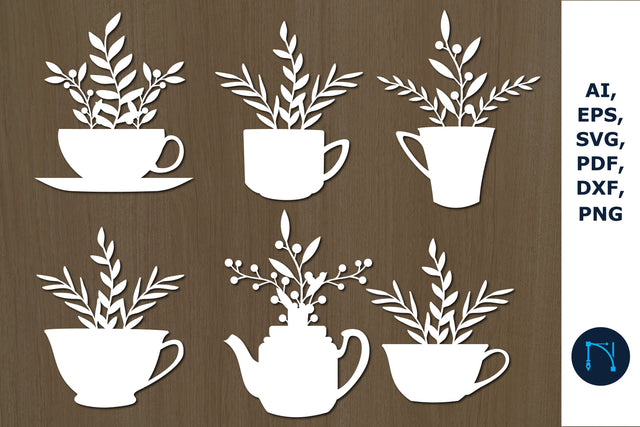 paper cut Coffee Cup and Pots SVG bundle SVG MD JOYNAL ABDIN 