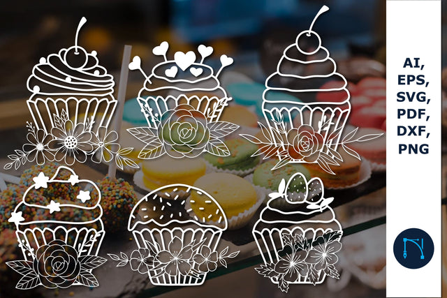 paper cut cupcakes card SVG bundle SVG MD JOYNAL ABDIN 