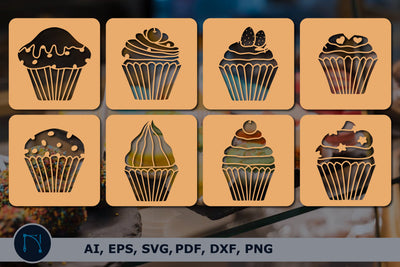 paper cut cupcakes card SVG bundle SVG MD JOYNAL ABDIN 