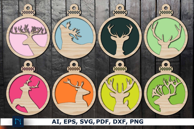 Paper cut Deer Christmas Balls SVG Set SVG MD JOYNAL ABDIN 
