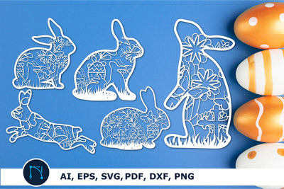 paper cut easter bunny flower SVG bundle SVG MD JOYNAL ABDIN 