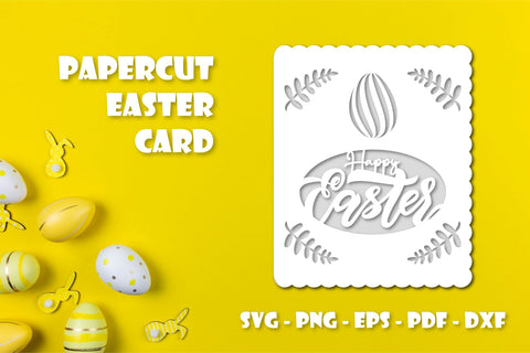Paper cut easter card svg. Easter bunny, egg. Cut files. SVG Angelina Semenova 