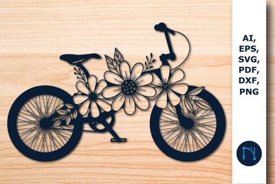 paper cut floral bicycle SVG for decor SVG MD JOYNAL ABDIN 