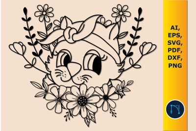 paper cut floral cat Svg SVG MD JOYNAL ABDIN 