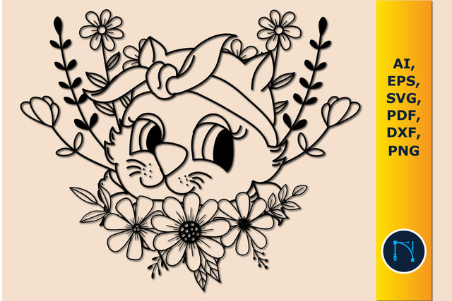 paper cut floral cat Svg SVG MD JOYNAL ABDIN 