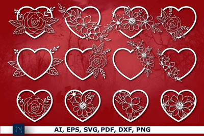 Paper Cut Floral Heart SVG Bundle SVG MD JOYNAL ABDIN 