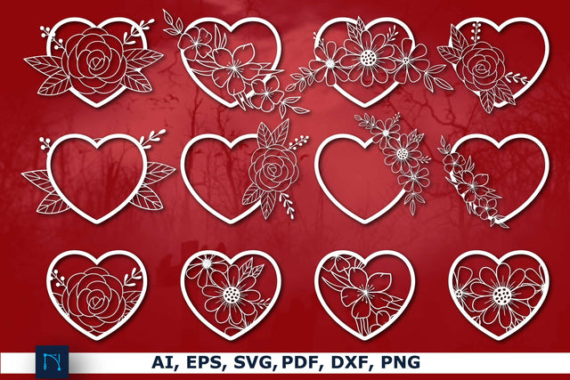 Paper Cut Floral Heart SVG Bundle SVG MD JOYNAL ABDIN 
