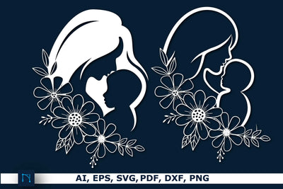 Paper cut floral mom and baby Svg Bundle SVG MD JOYNAL ABDIN 