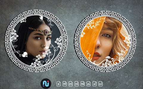 Paper Cut Flower Wreath Frame Decor SVG Bundle SVG naemmiah021 