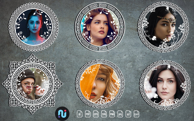 Paper Cut Flower Wreath Frame Decor SVG Bundle SVG naemmiah021 