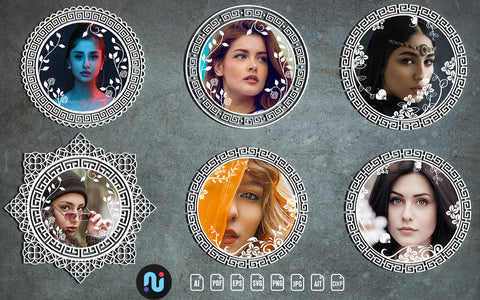 Paper Cut Flower Wreath Frame Decor SVG Bundle SVG naemmiah021 