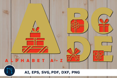 Paper cut gift box alphabet bundle SVG SVG MD JOYNAL ABDIN 