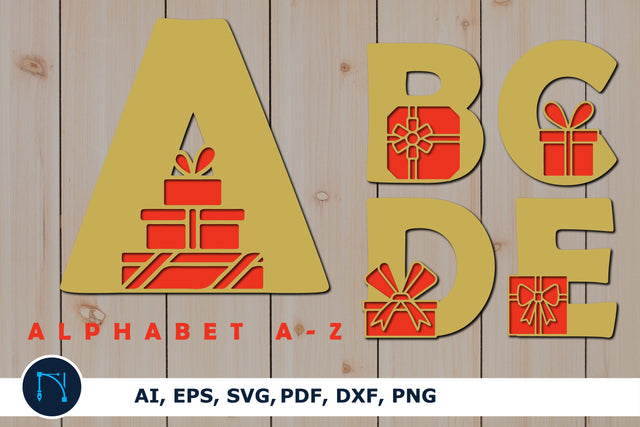 Paper cut gift box alphabet bundle SVG SVG MD JOYNAL ABDIN 
