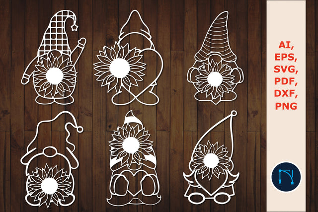 paper cut Gnome with sunflowers SVG bundle SVG MD JOYNAL ABDIN 