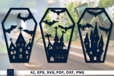 Paper Cut Halloween Coffins SVG Bundle SVG MD JOYNAL ABDIN 