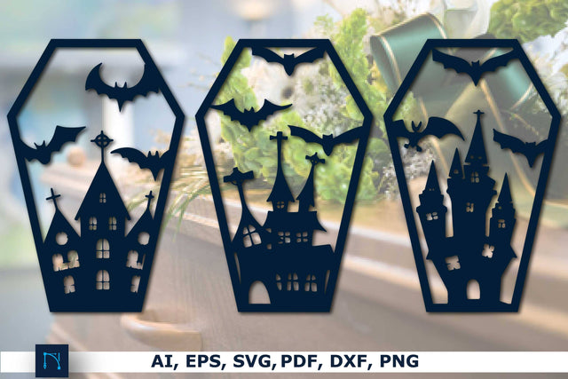 Paper Cut Halloween Coffins SVG Bundle SVG MD JOYNAL ABDIN 