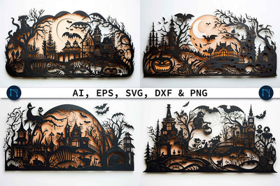 Paper Cut Halloween Decor SVG Bundle SVG MD JOYNAL ABDIN 