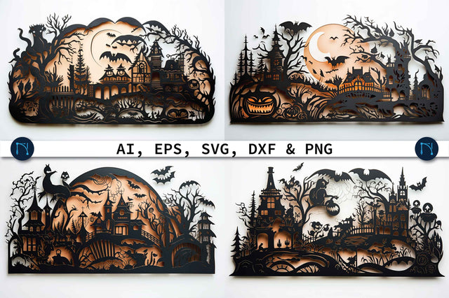 Paper Cut Halloween Decor SVG Bundle SVG MD JOYNAL ABDIN 