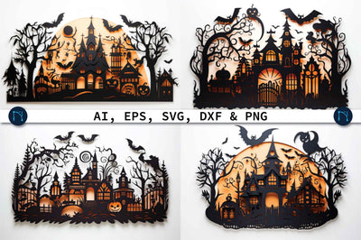 Paper Cut Halloween Decor SVG Bundle SVG MD JOYNAL ABDIN 
