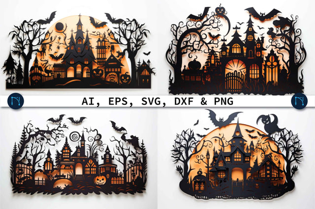 Paper Cut Halloween Decor SVG Bundle SVG MD JOYNAL ABDIN 