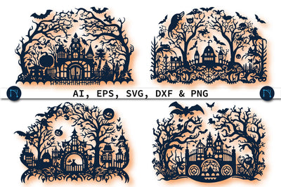 Paper Cut Halloween Decor SVG Bundle SVG MD JOYNAL ABDIN 