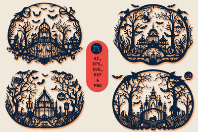 Paper Cut Halloween Decor SVG Bundle SVG MD JOYNAL ABDIN 