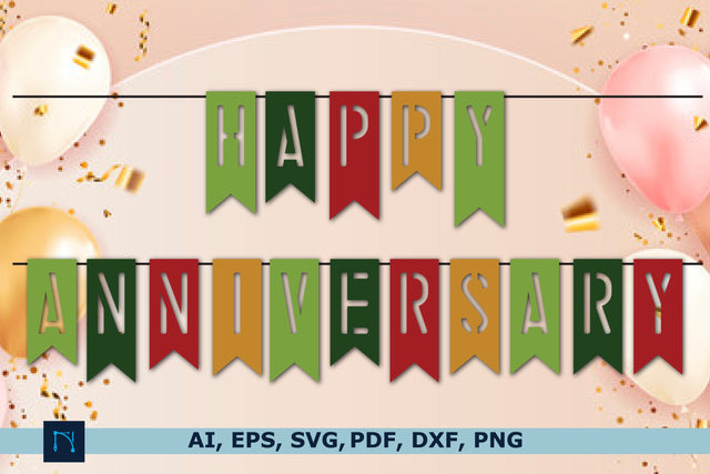 paper cut happy anniversary Garland SVG SVG MD JOYNAL ABDIN 