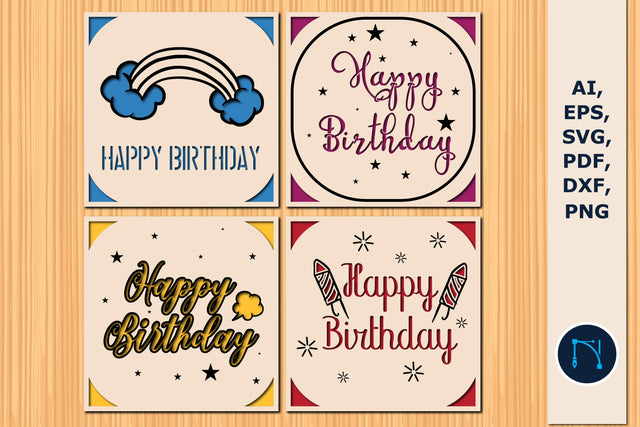 paper cut happy birthday card SVG bundle SVG MD JOYNAL ABDIN 