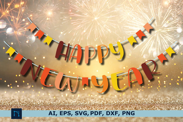 paper cut Happy New Year Garland SVG SVG MD JOYNAL ABDIN 