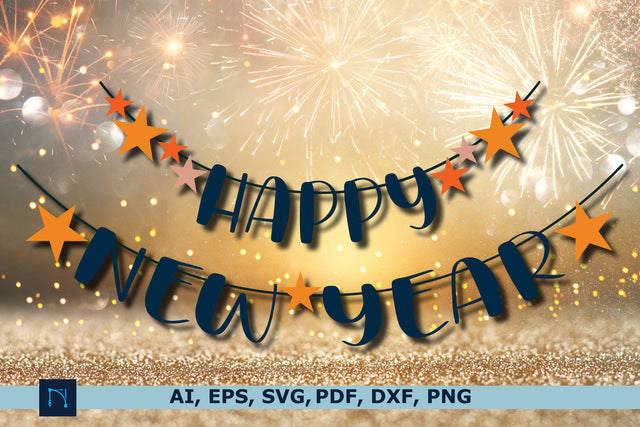 paper cut Happy New Year Garland SVG SVG MD JOYNAL ABDIN 