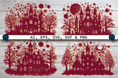 Paper Cut Haunted House SVG Bundle SVG MD JOYNAL ABDIN 