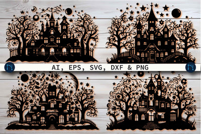 Paper Cut Haunted House SVG Bundle SVG MD JOYNAL ABDIN 