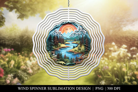 Paper Cut Lake Wind Spinner PNG For Sublimation Sublimation BijouBay 