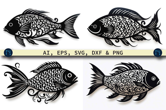 Paper Cut mandala style Fish SVG Bundle SVG MD JOYNAL ABDIN 