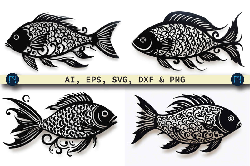 Paper Cut mandala style Fish SVG Bundle SVG MD JOYNAL ABDIN 