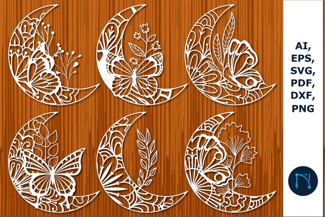 paper cut moon with butterfly SVG bundle SVG MD JOYNAL ABDIN 