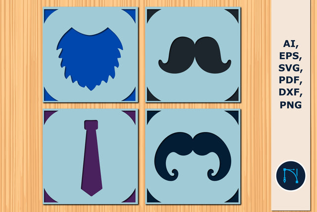 paper cut mustache card SVG bundle SVG MD JOYNAL ABDIN 