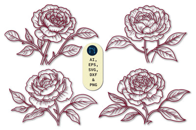 Paper Cut Peony Flower SVG Bundle SVG MD JOYNAL ABDIN 
