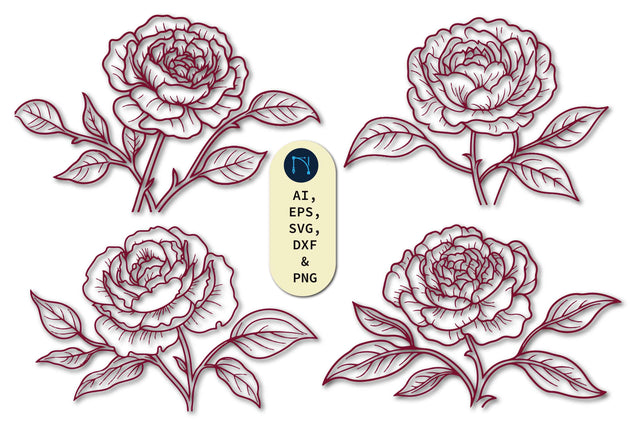 Paper Cut Peony Flower SVG Bundle SVG MD JOYNAL ABDIN 