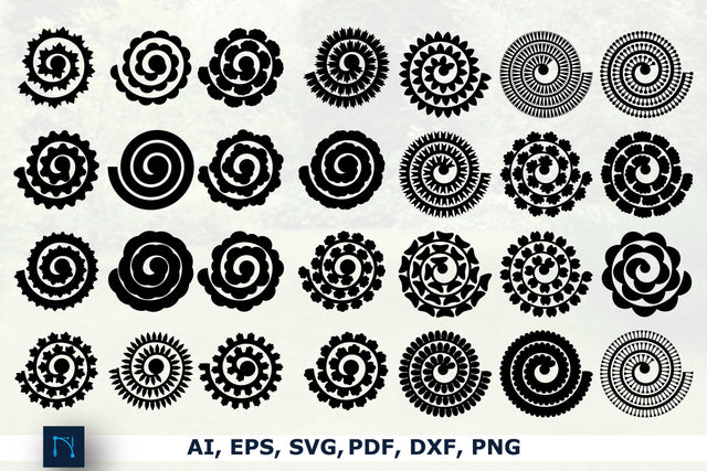 Paper Cut Rolled Flower Template SVG Bundle SVG MD JOYNAL ABDIN 