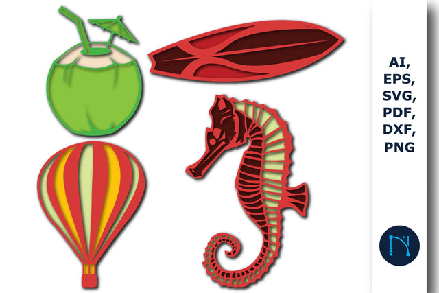 Paper cut Summer party Straws SVG bundle SVG MD JOYNAL ABDIN 