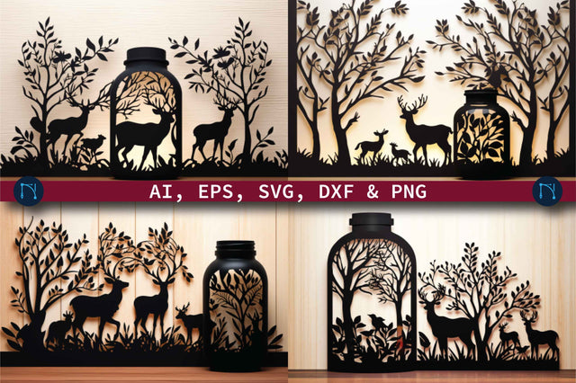 Paper Cut Tree with Deer SVG Bundle SVG MD JOYNAL ABDIN 
